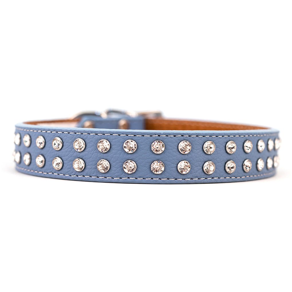 Get Leather Dog Collar, Blue Decorative Stones