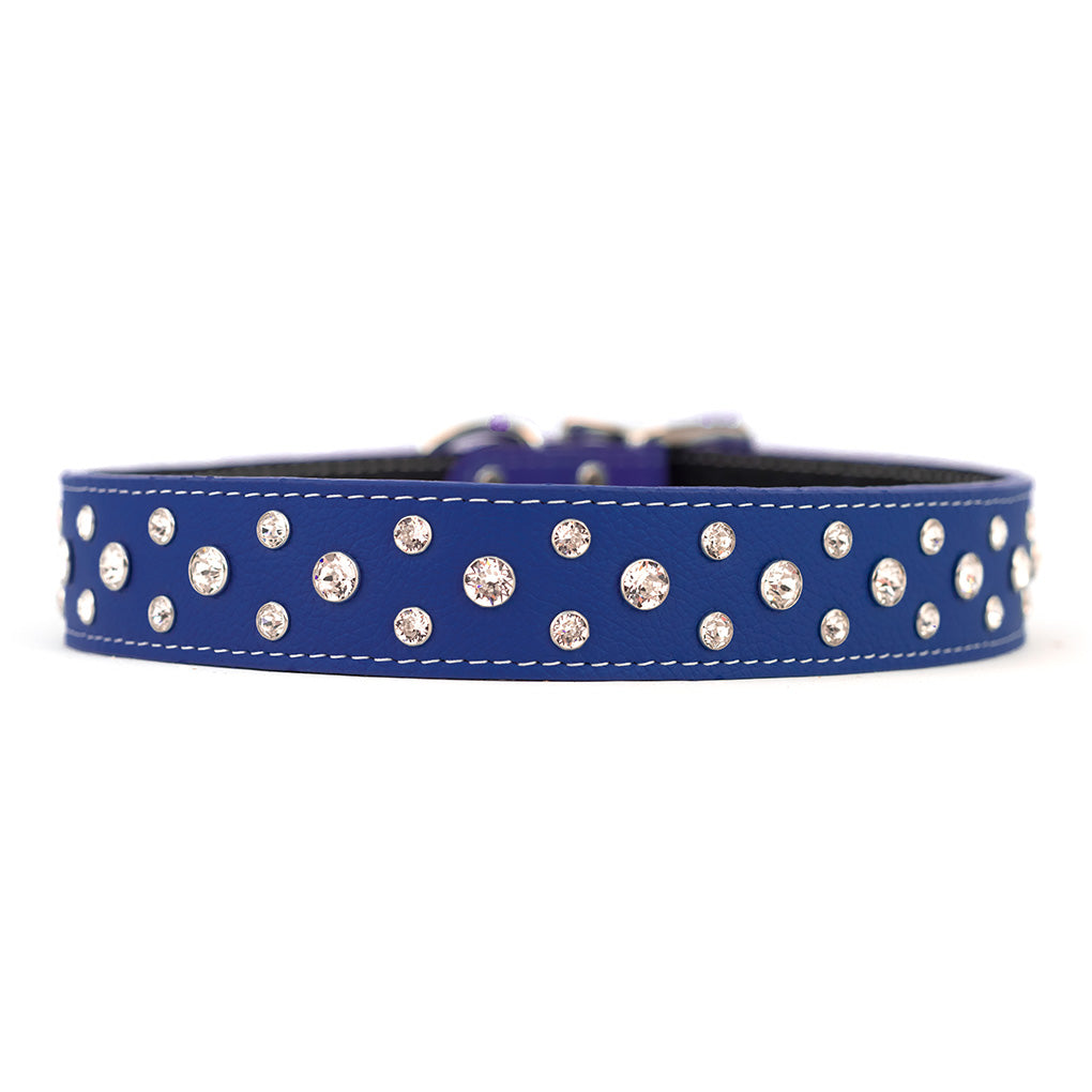 Palermo Crystal Italian Leather Dog Collar