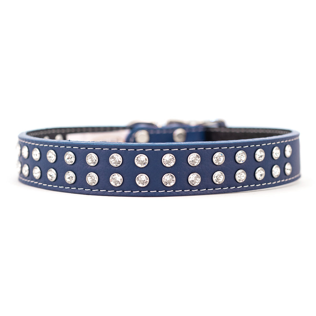 Palermo Crystal Italian Leather Dog Collar