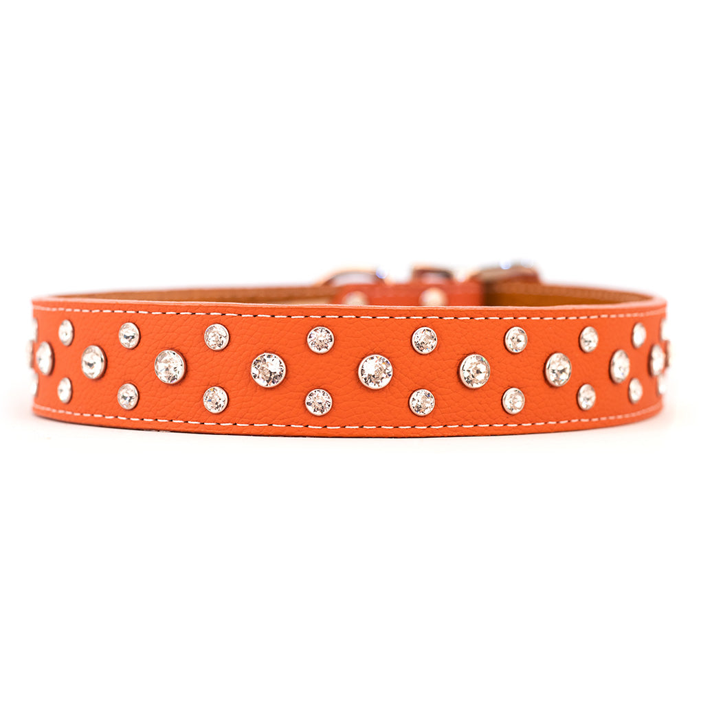 Palermo Crystal Italian Leather Dog Collar