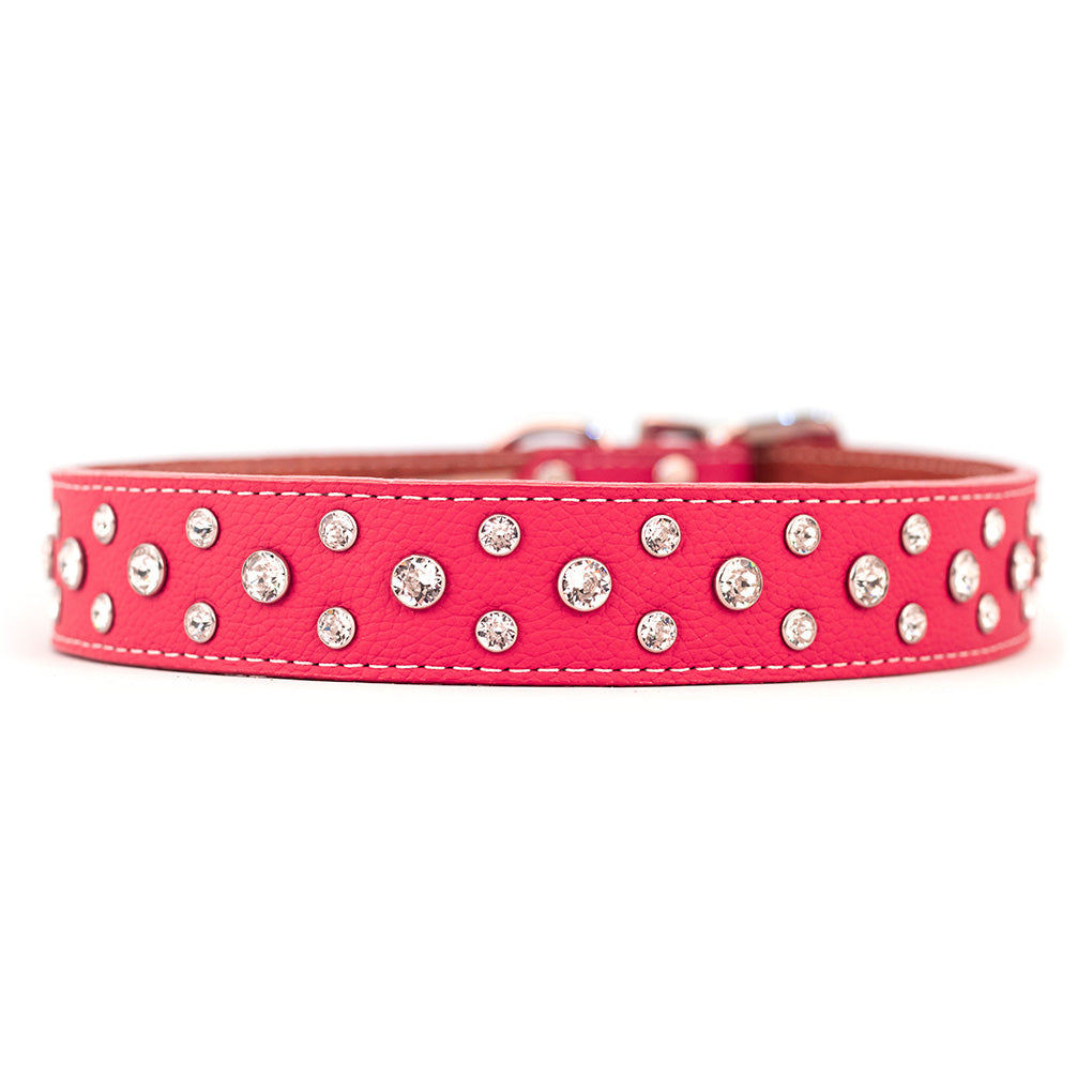 Palermo Crystal Italian Leather Dog Collar