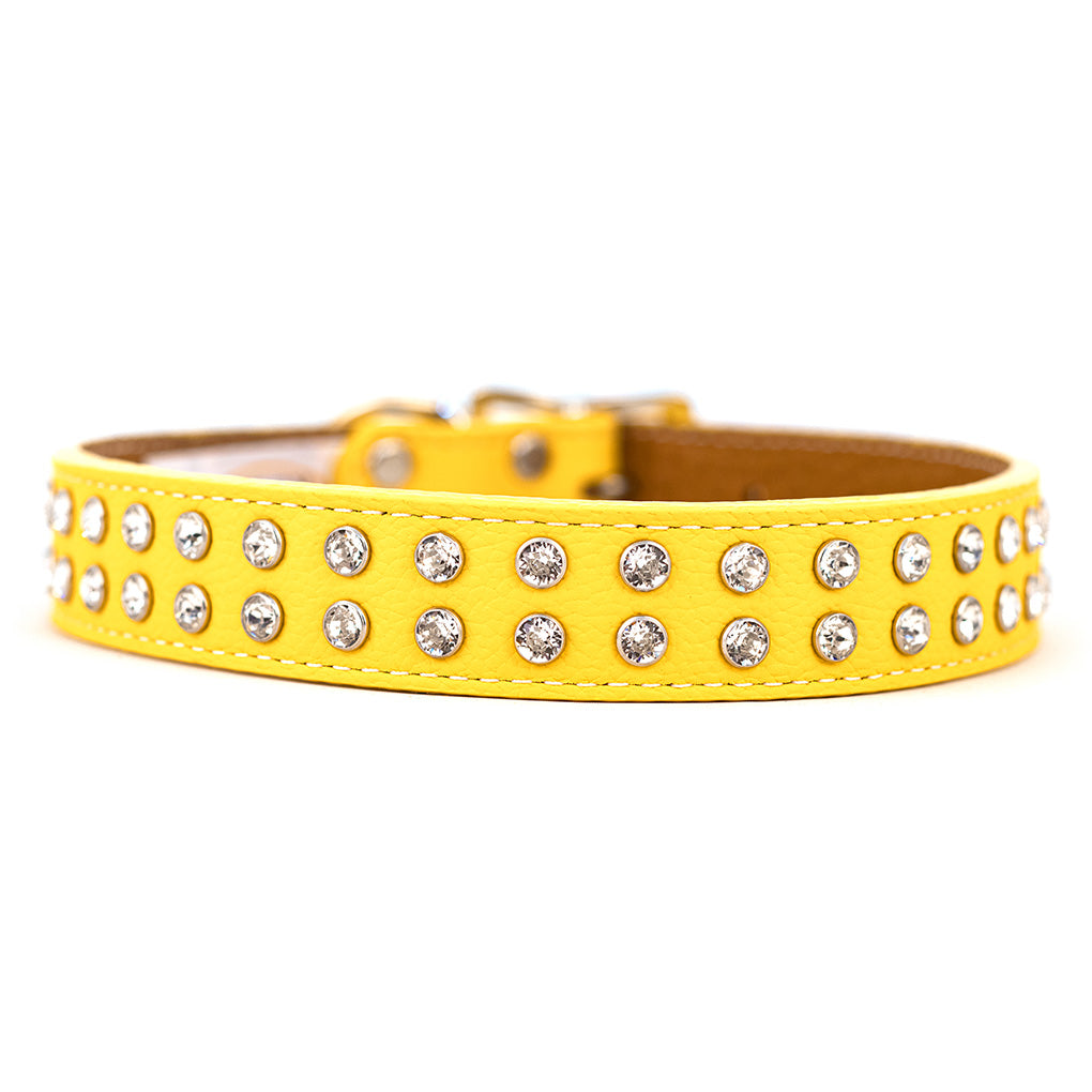 Palermo Crystal Italian Leather Dog Collar