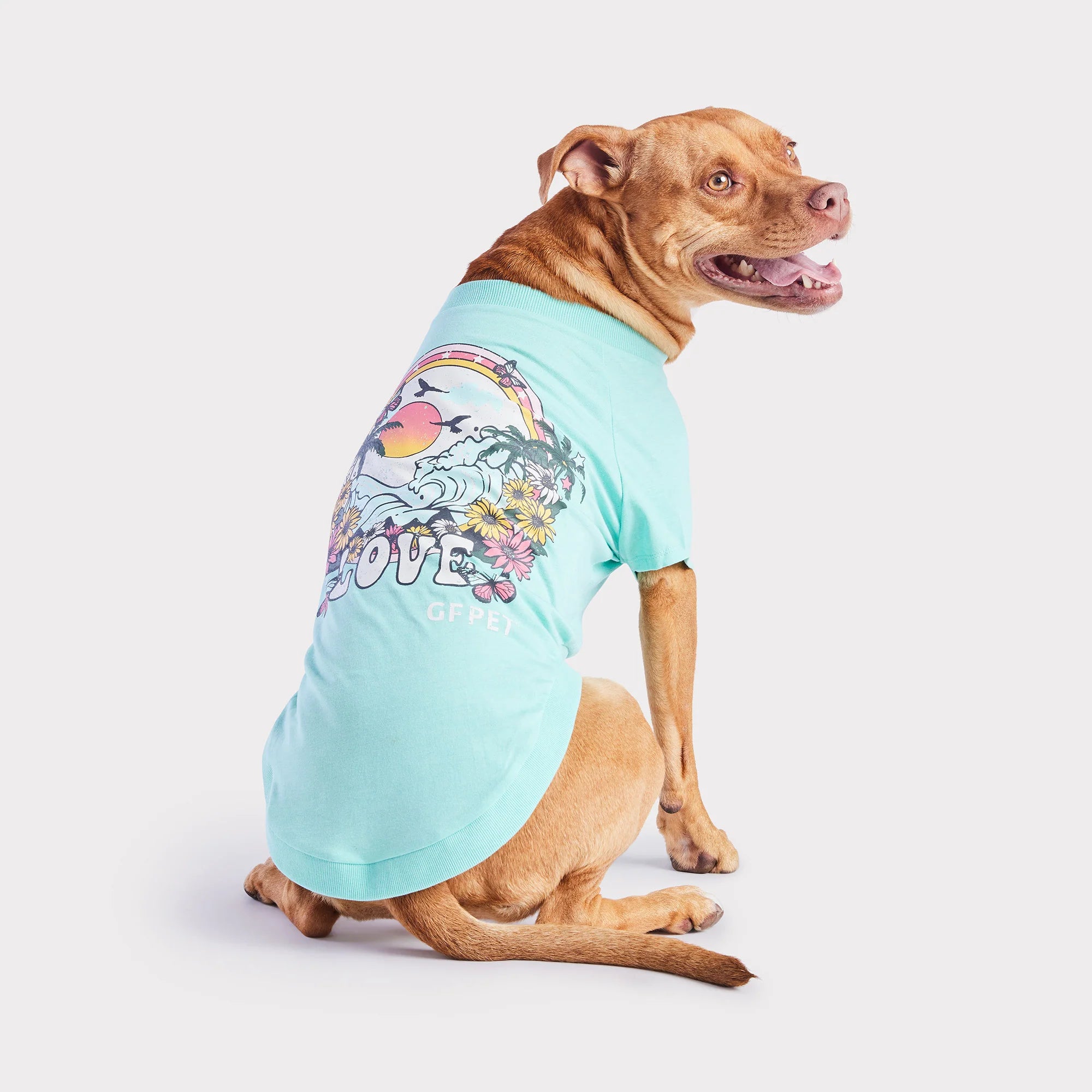 Flower Child Graphic Tee Dog T-Shirt - Aqua