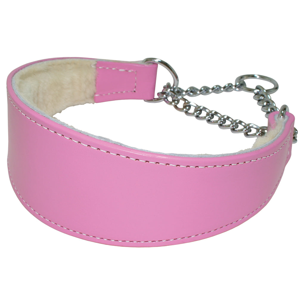 pink leather martingale dog collar