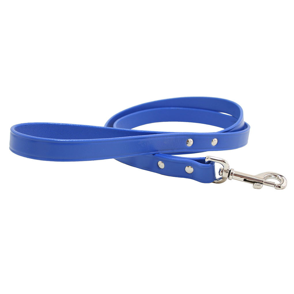 Blue Leather Dog Leash