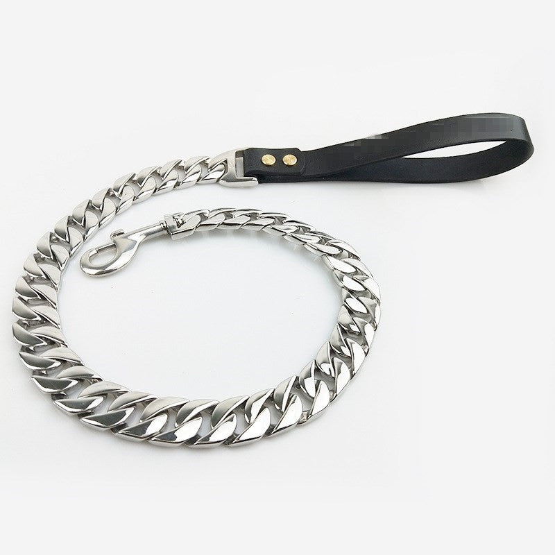 silver cuban link dog chain leash