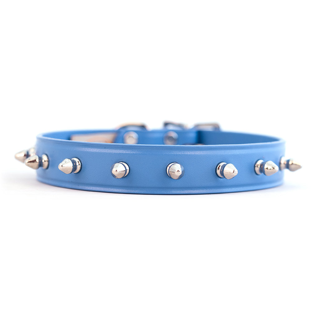blue spiked dog collar
