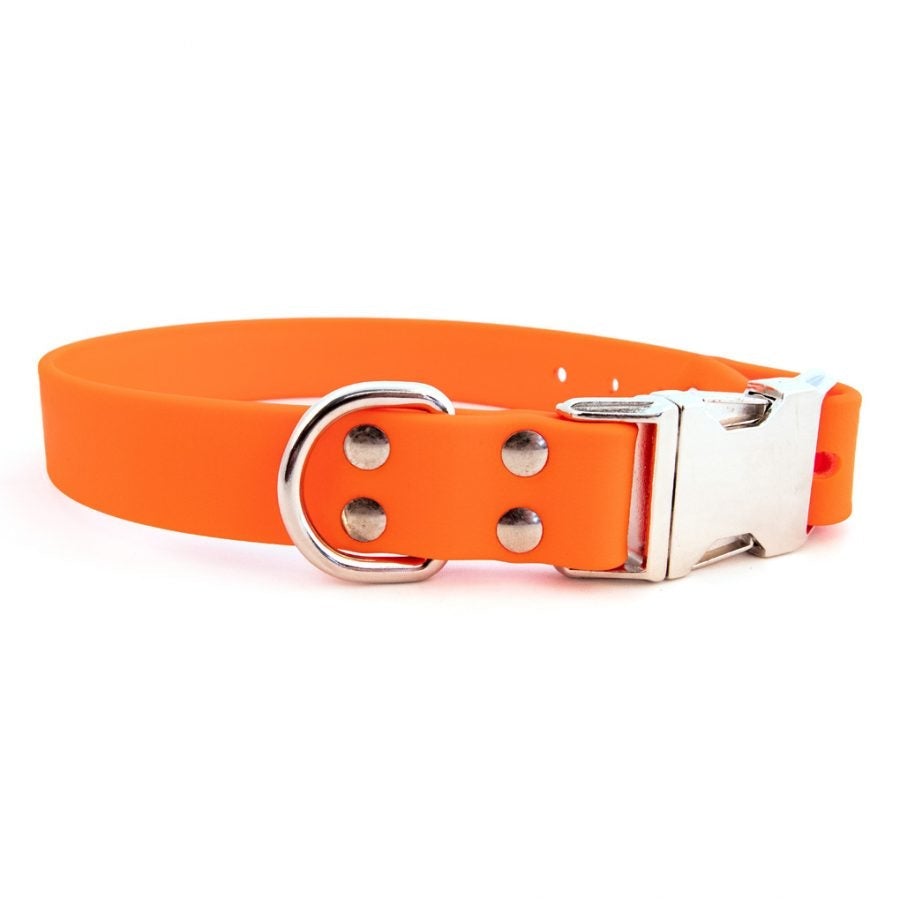 waterproof dog collar orange side release buckle