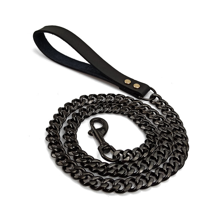 black dog chain leash