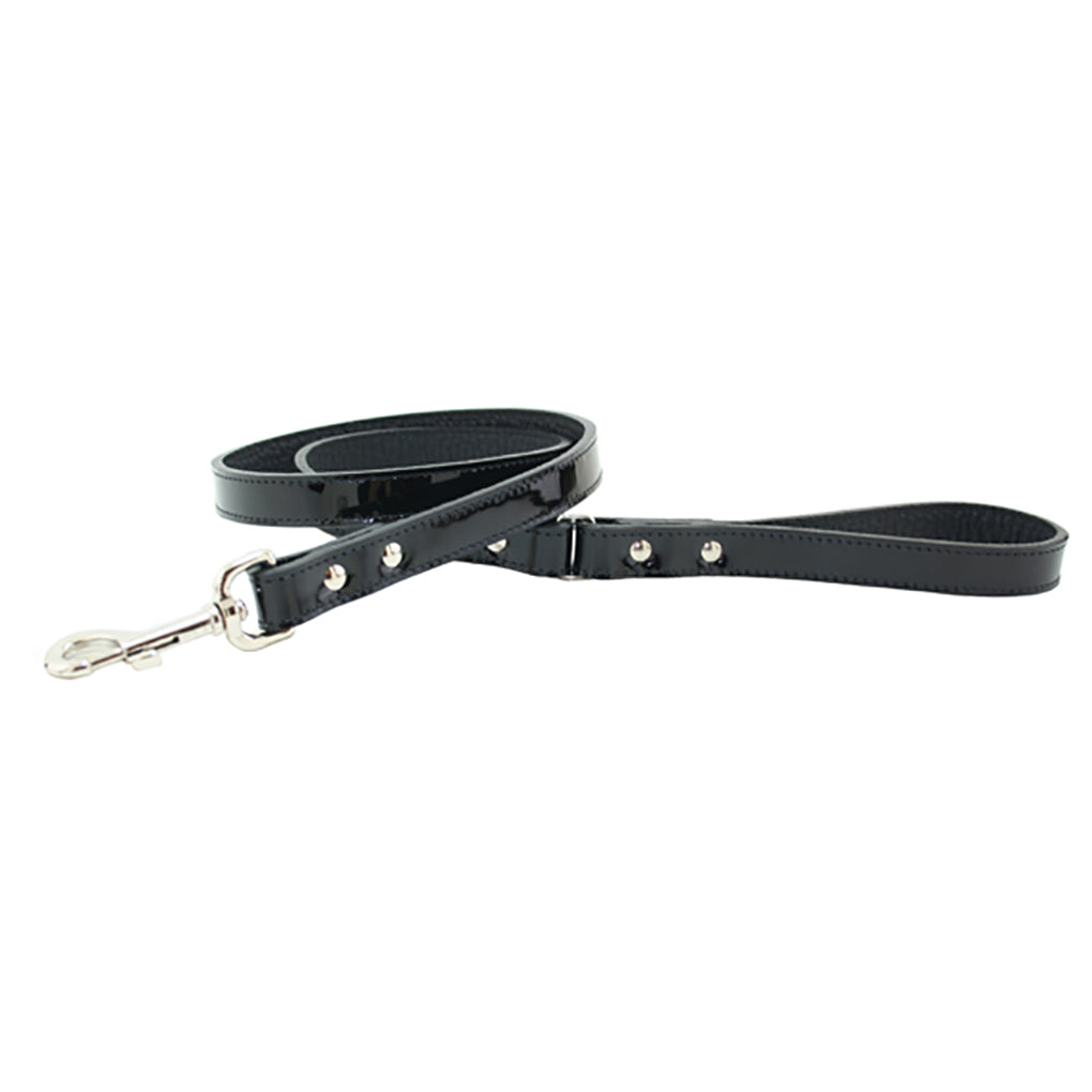 black patent leather dog leash