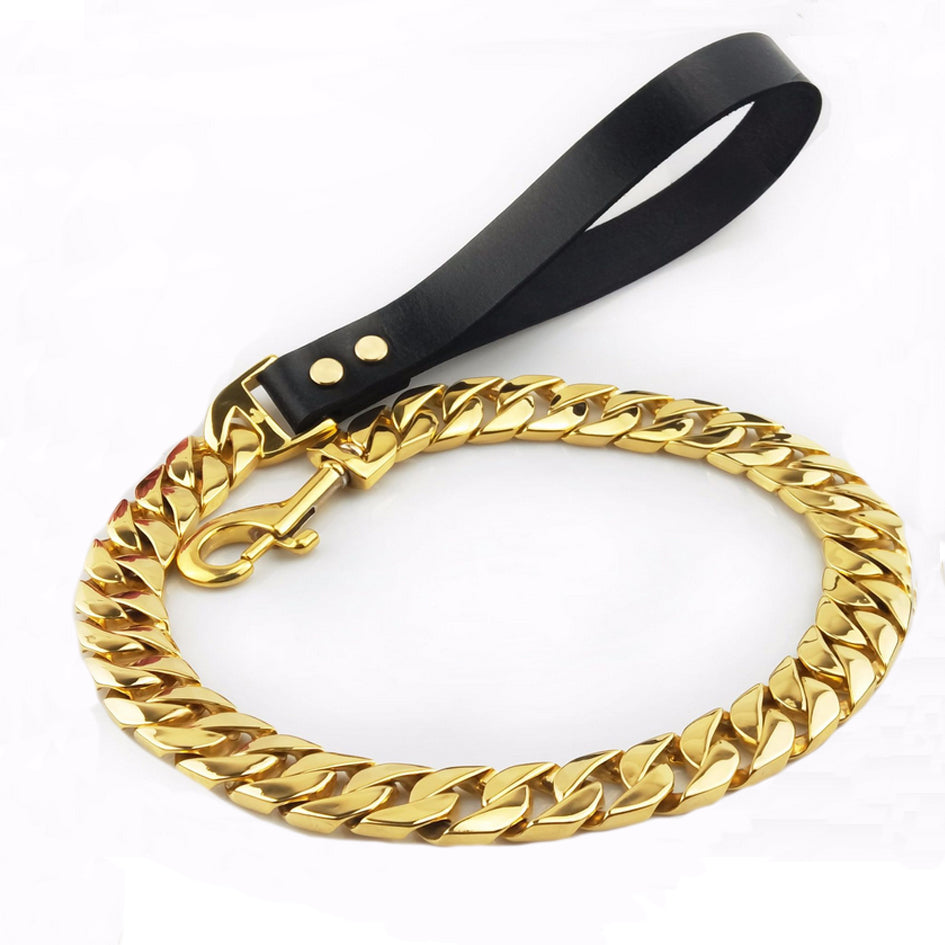 gold cuban link dog chain leash