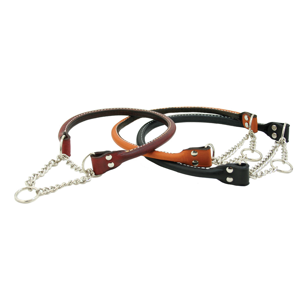 rolled leather martingale dog collar