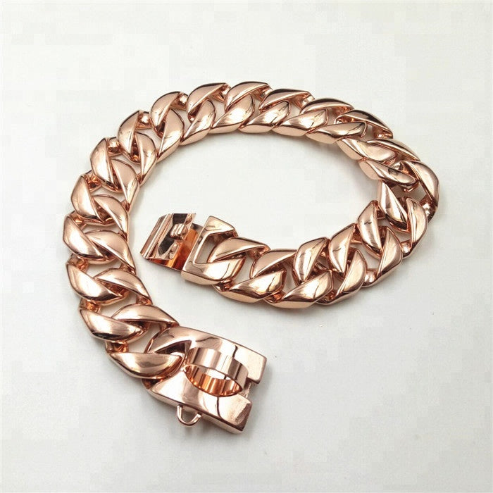 Rose gold cuban hot sale link dog chain