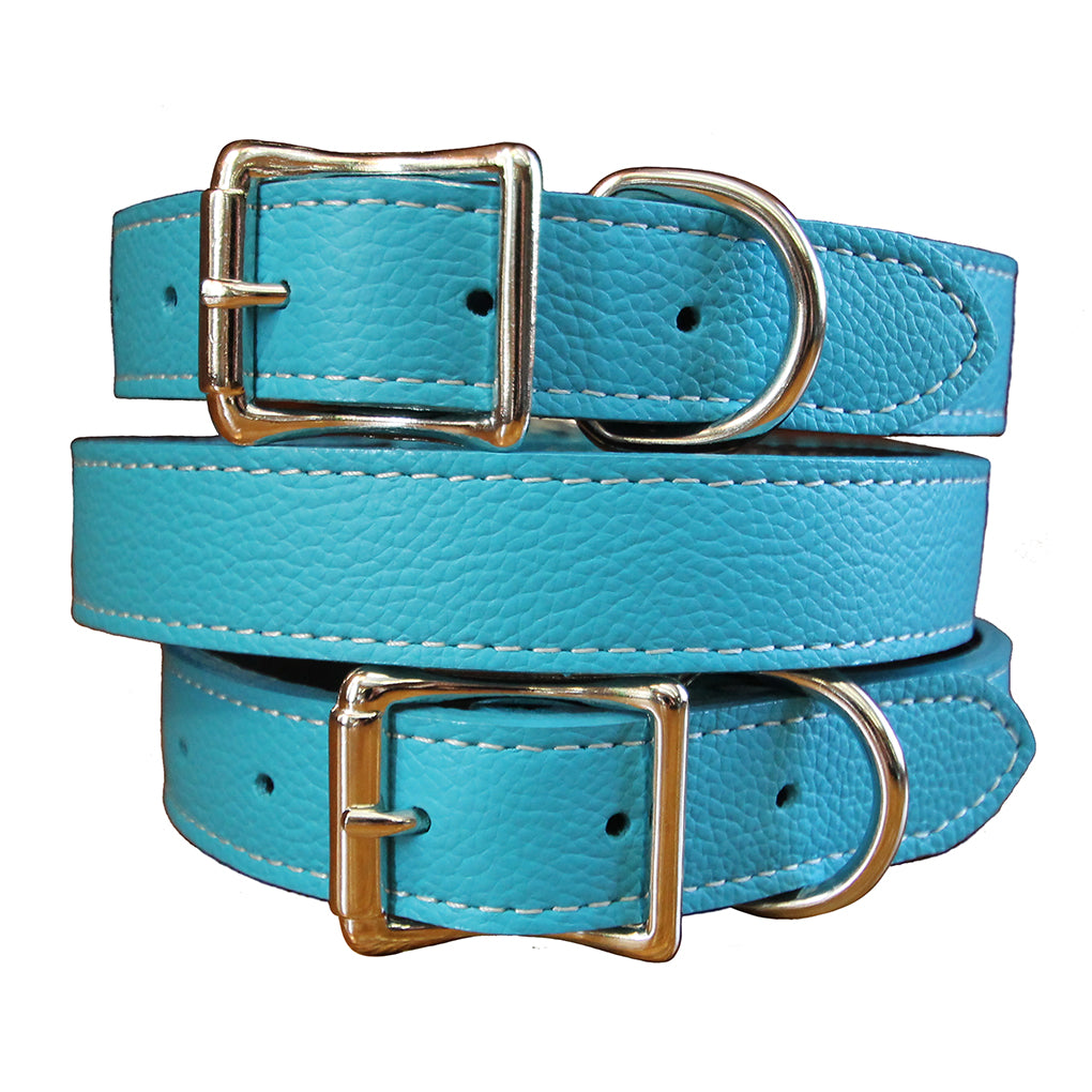 Turquoise Leather Dog Collar