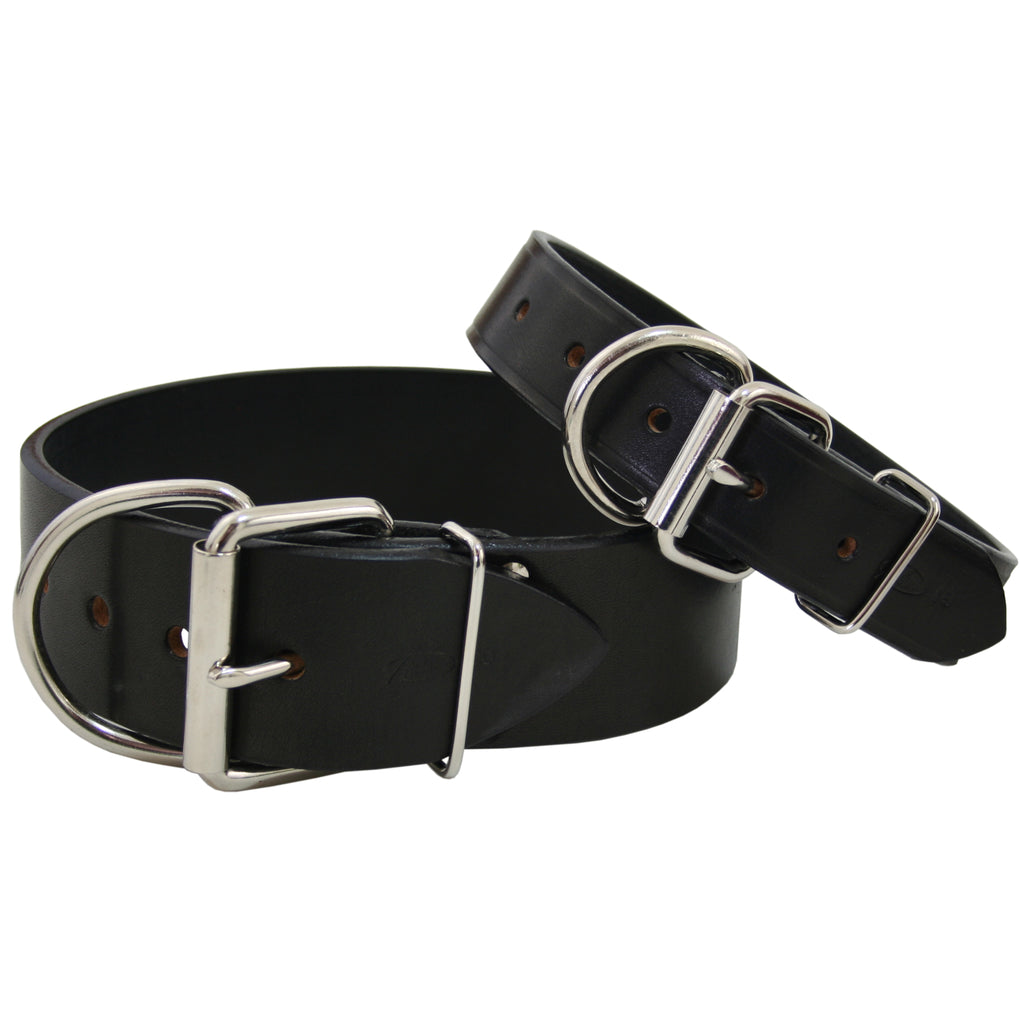 black thick leather xl dog collar